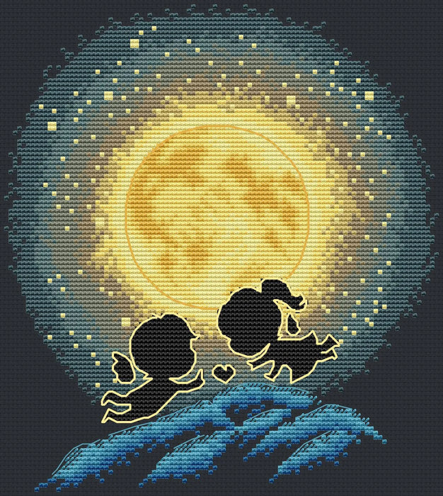 Let's fly to the moon - PDF Cross Stitch Pattern