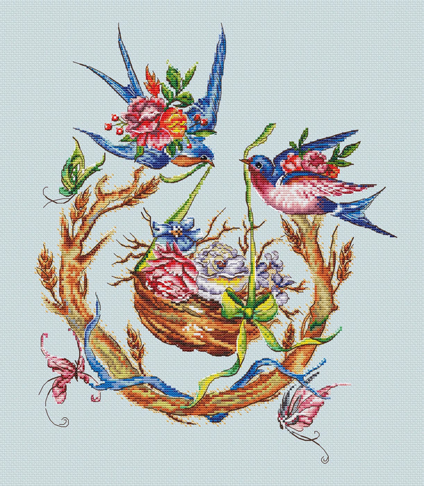 With Swallows - PDF Cross Stitch Pattern