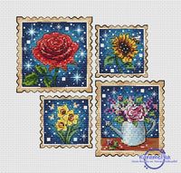 Stamps with Flowers - PDF Cross Stitch Pattern