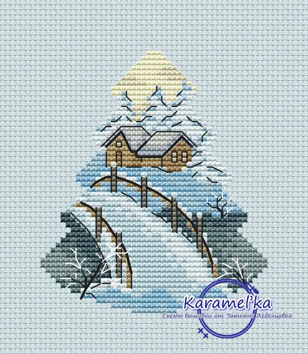 Houses behind the bridge - PDF Cross Stitch Pattern