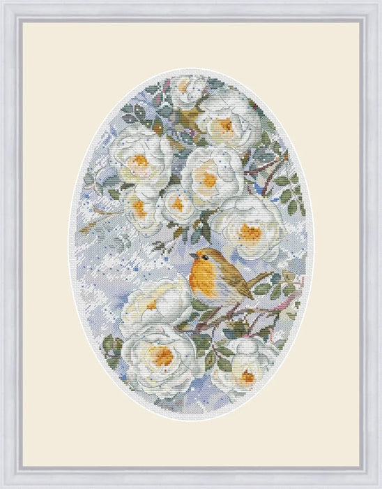 White rosehip. Oval - PDF Cross Stitch Pattern