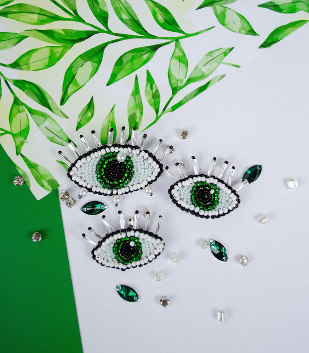 Bead Embroidery Decoration Kit - Emerald gaze AD-230 - Wizardi