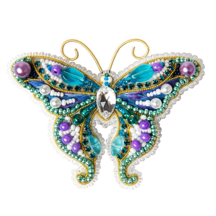 Beadwork kit for creating brooch Crystal Art Butterfly BP-344C - Wizardi