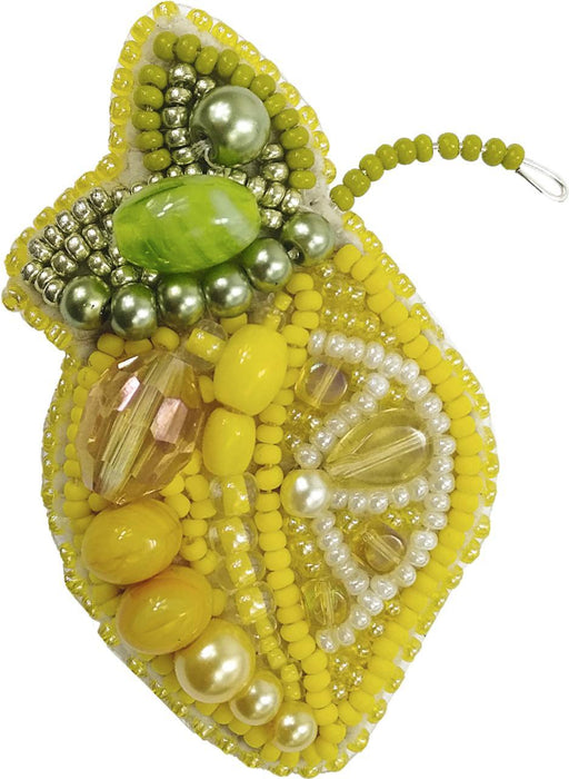 Beadwork kit for creating brooch Crystal Art Lemon BP-240C - Wizardi