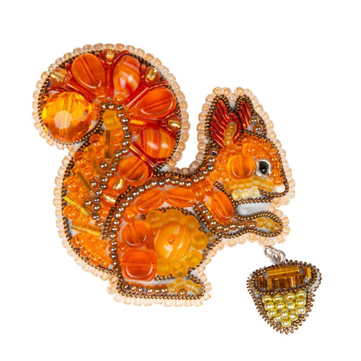 Beadwork kit for creating brooch Crystal Art Squirrel BP-326C - Wizardi