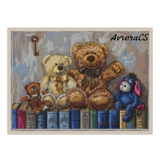 Bears On The Books - PDF Cross Stitch Pattern - Wizardi