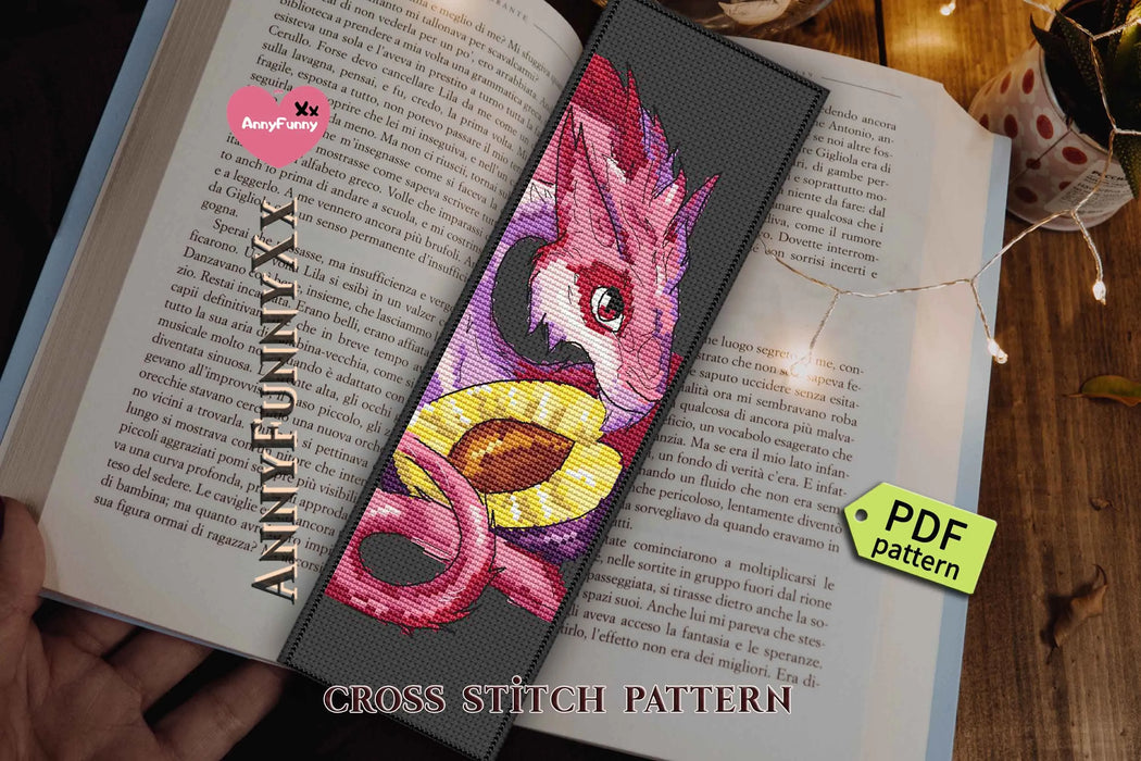 Bookmark. Plum Dragon - PDF Cross Stitch Pattern