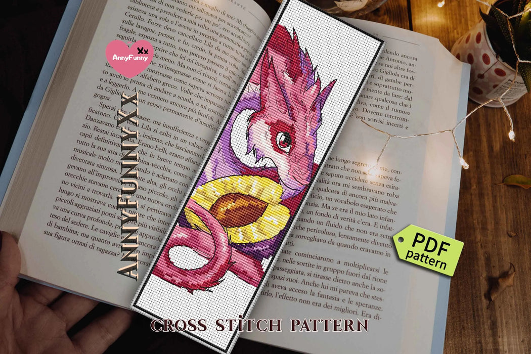 Bookmark. Plum Dragon - PDF Cross Stitch Pattern