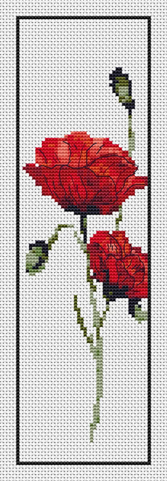 Bookmark. Red Poppy - PDF Cross Stitch Pattern