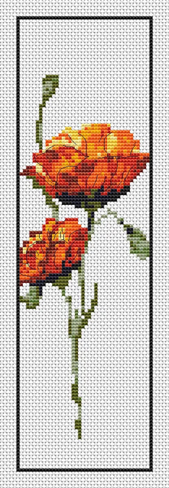 Bookmark. Orange Poppy - PDF Cross Stitch Pattern