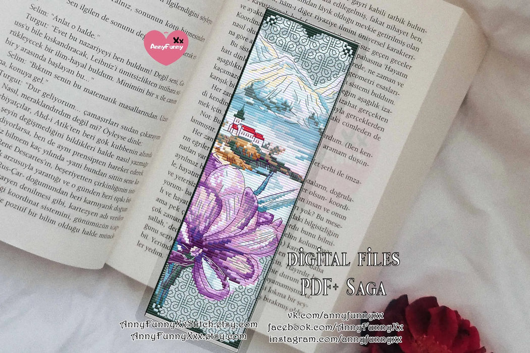 Bookmark. Tranquil Scenery - PDF Cross Stitch Pattern