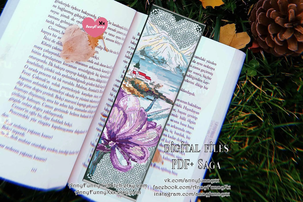 Bookmark. Tranquil Scenery - PDF Cross Stitch Pattern