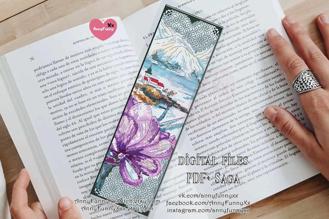 Bookmark. Tranquil Scenery - PDF Cross Stitch Pattern