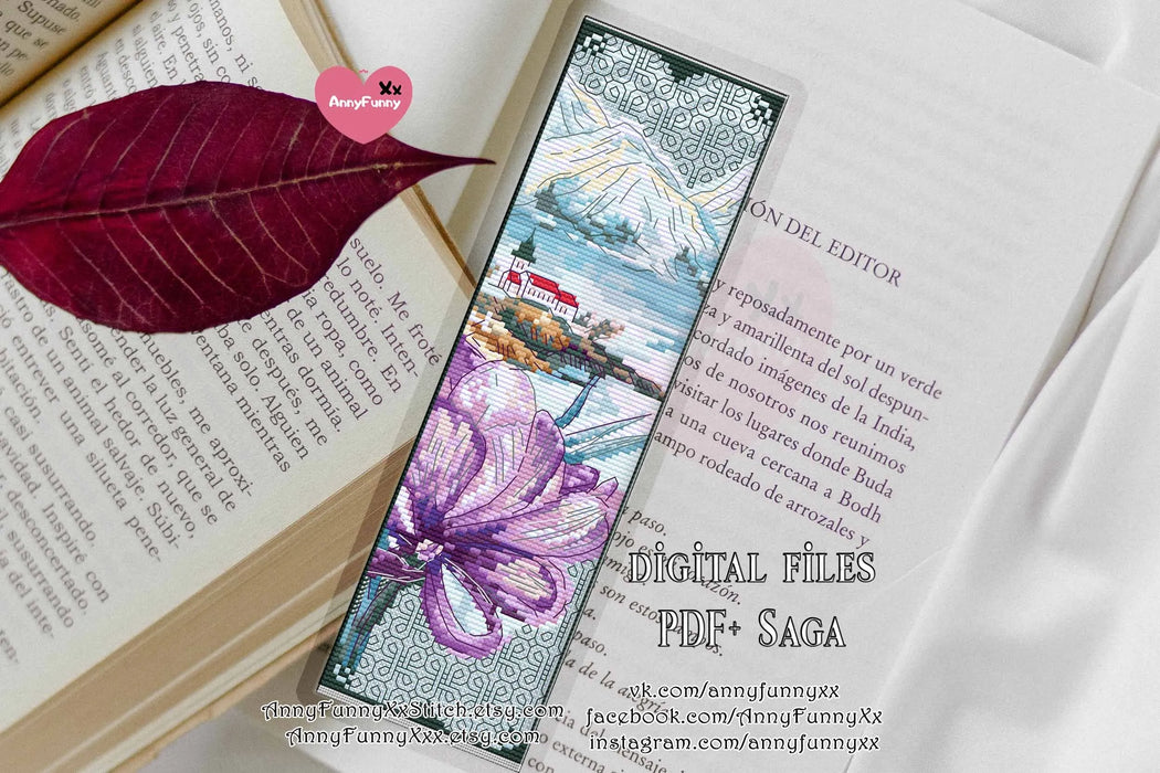 Bookmark. Tranquil Scenery - PDF Cross Stitch Pattern