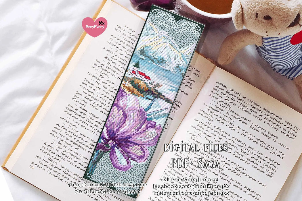 Bookmark. Tranquil Scenery - PDF Cross Stitch Pattern