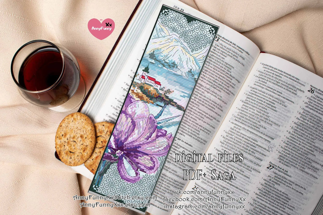 Bookmark. Tranquil Scenery - PDF Cross Stitch Pattern