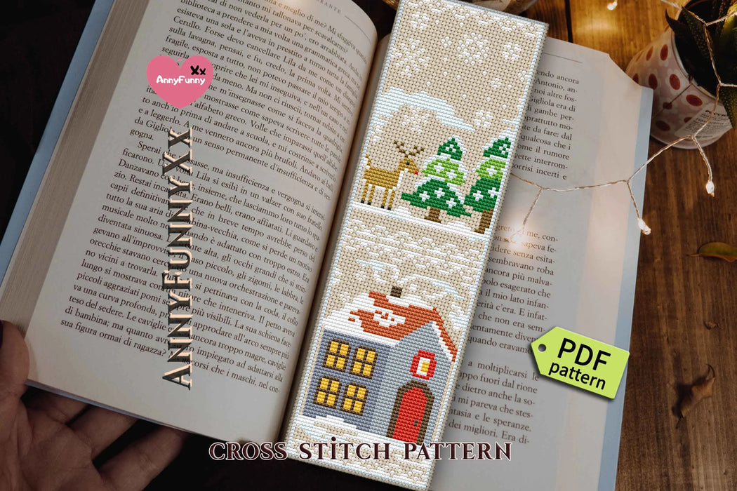 Bookmark. Christmas Deer - PDF Cross Stitch Pattern