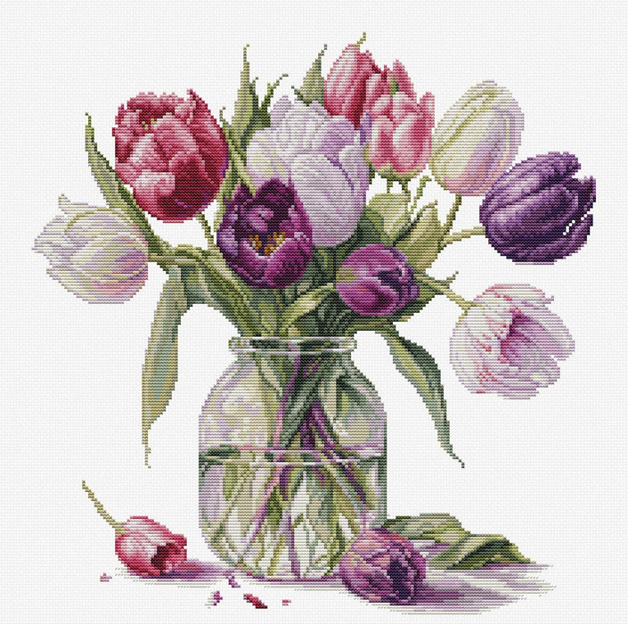 Bouquet of Tulips B7029L Counted Cross-Stitch Kit - Wizardi