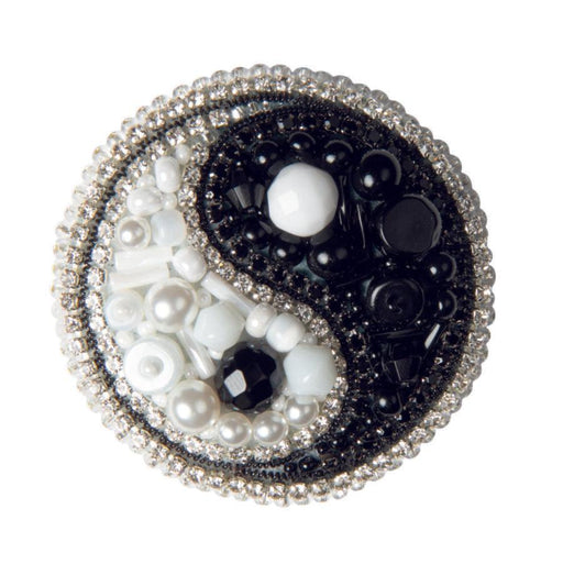 BP-338C Beadwork kit for creating brooch Crystal Art "Yin Yang" - Wizardi