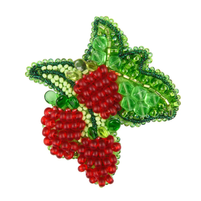 Beadwork kit for creating brooch Crystal Art "Raspberries" BP-351C