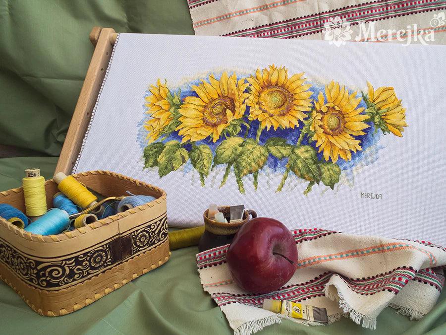 Bright Sunflowers K-125 Counted Cross-Stitch Kit - Wizardi