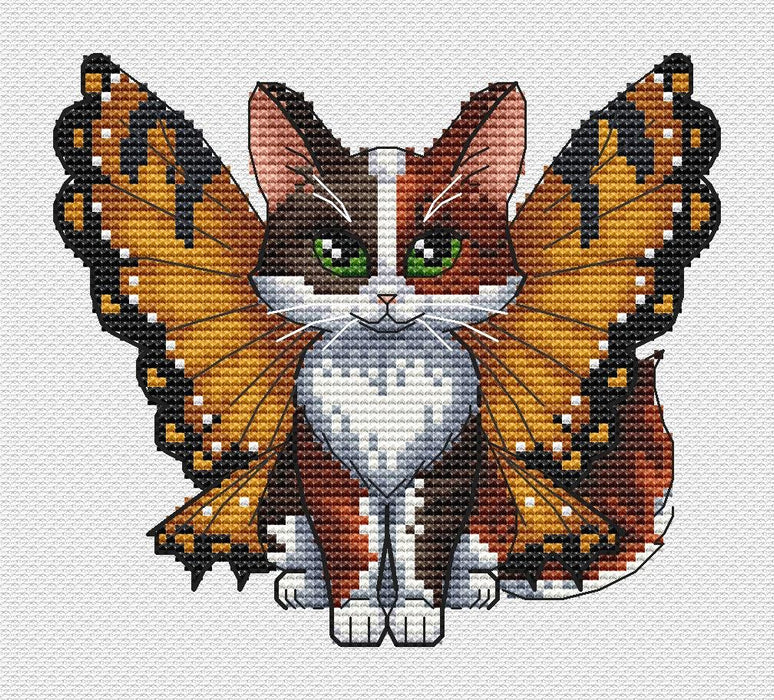 Butterfly Cat - PDF Cross Stitch Pattern - Wizardi