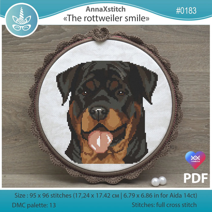 The Rottweiler Smile - PDF Cross Stitch Pattern