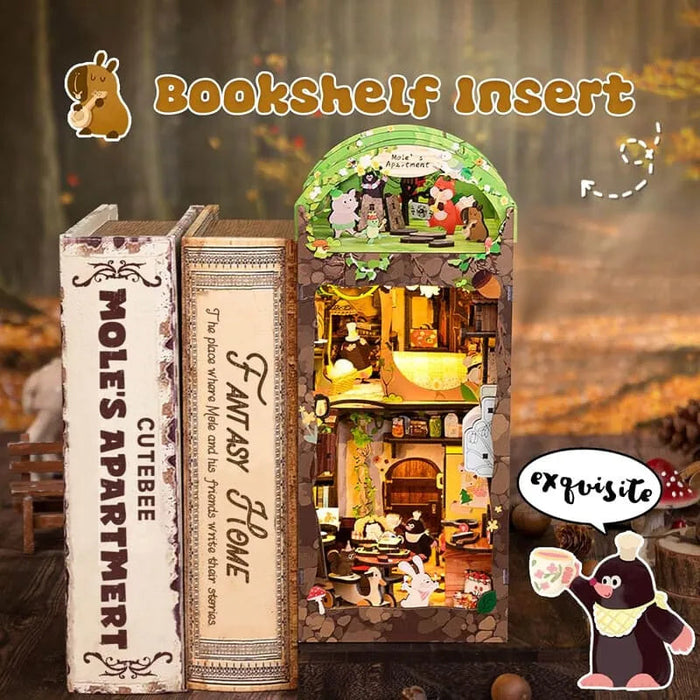 Book Nook Wizardi Miniature - Mole's Apartment Roombox Kit