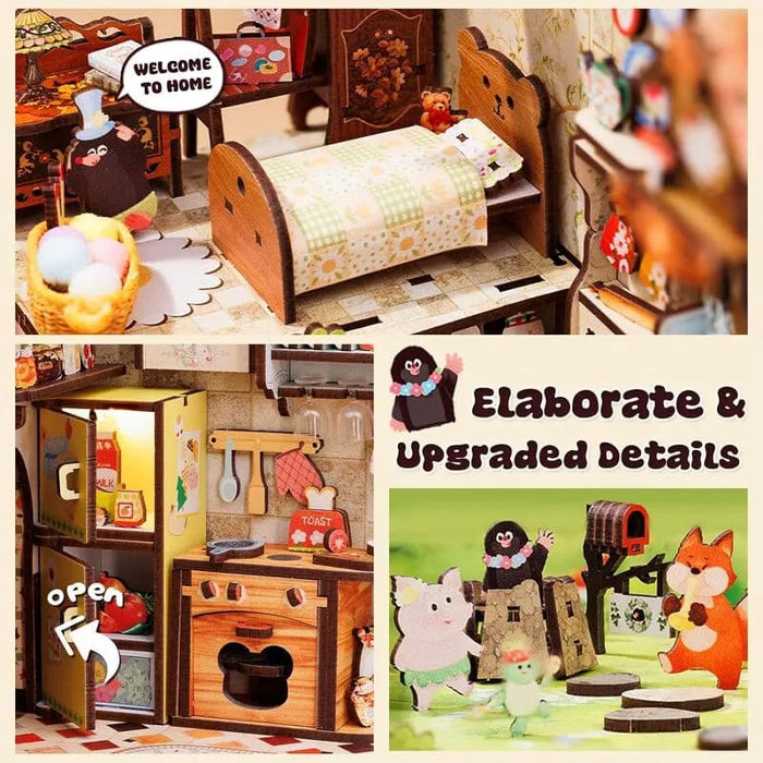 Book Nook Wizardi Miniature - Mole's Apartment Roombox Kit