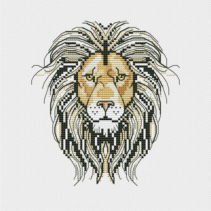 Lion Primitive - PDF Cross Stitch Pattern