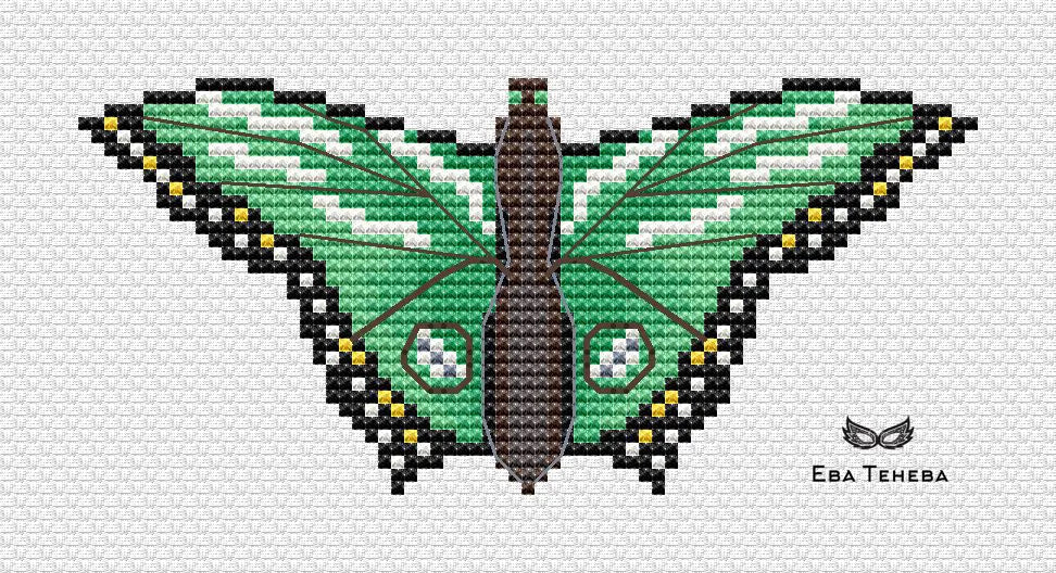 Butterfly. Emerald - PDF Cross Stitch Pattern