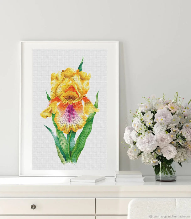 Yellow iris - PDF Cross Stitch Pattern