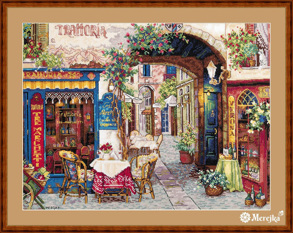 Cafe in Verona K-161 Counted Cross-Stitch Kit - Wizardi