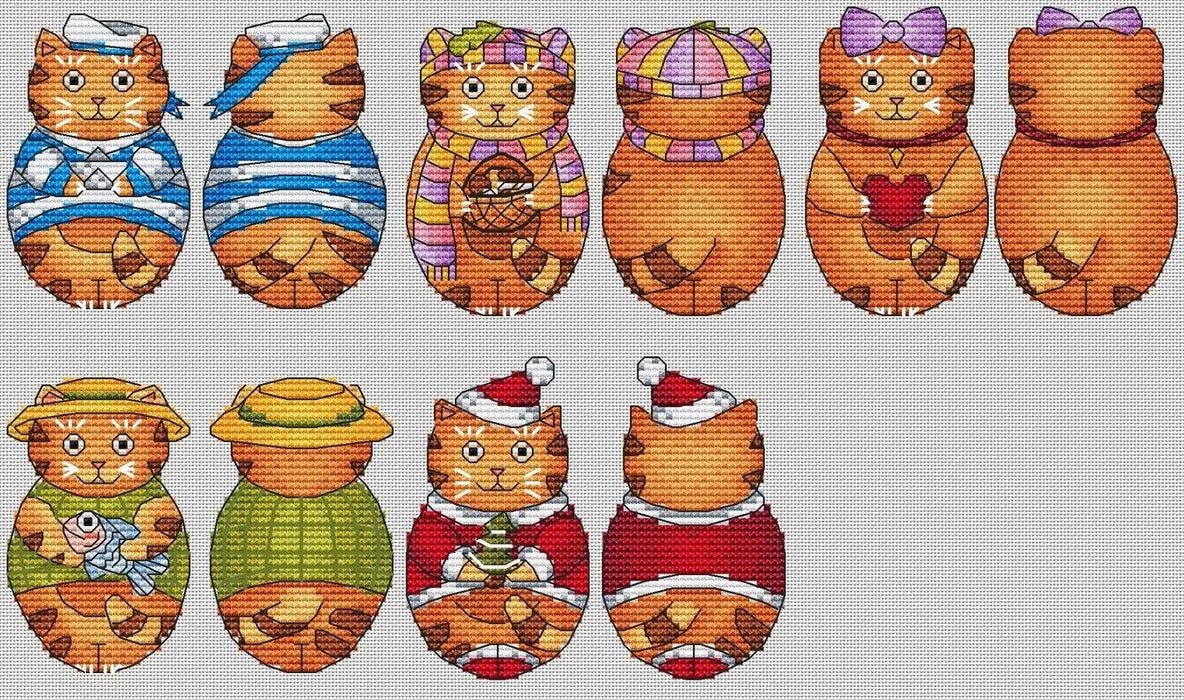 Cats gingerbread (Kotopryaniki) - PDF Cross Stitch Pattern - Wizardi