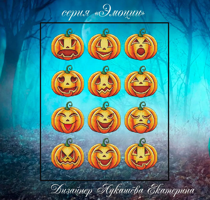 Pumpkins. Series "Emotions" - PDF Cross Stitch Pattern