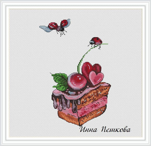 Cherry Dessert - PDF Cross Stitch Pattern - Wizardi