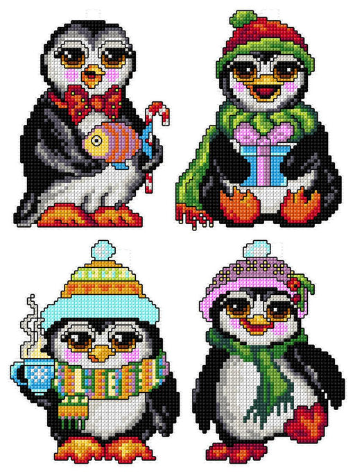 Christmas penguins 157CS Counted Cross-Stitch Kit - Wizardi