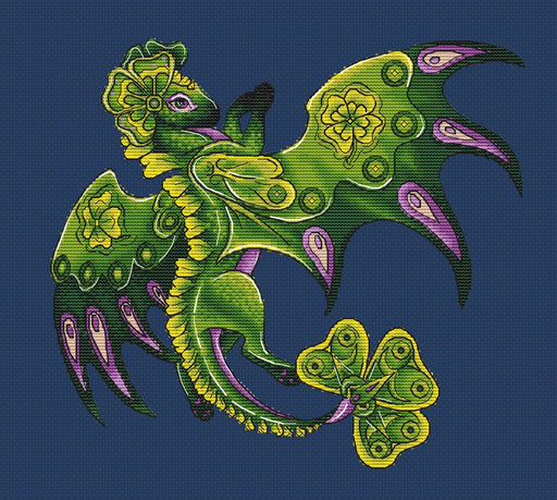 Clover Dragon - PDF Cross Stitch Pattern - Wizardi