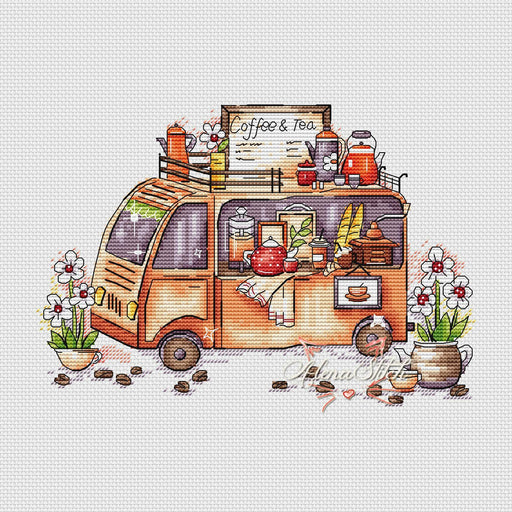 Coffee van - PDF Cross Stitch Pattern - Wizardi