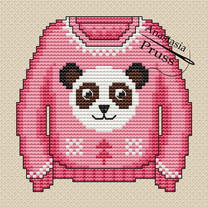 Panda sweater - Free PDF Cross Stitch Pattern