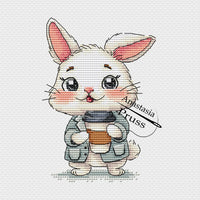 Bunny with Coffee - PDF Cross Stitch Pattern