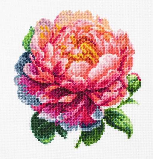 Coral Charm Peony BC205l Counted Cross-Stitch Kit - Wizardi