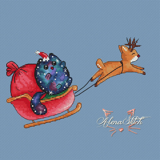 Cosmo-Cat With a Deer - PDF Cross Stitch Pattern - Wizardi