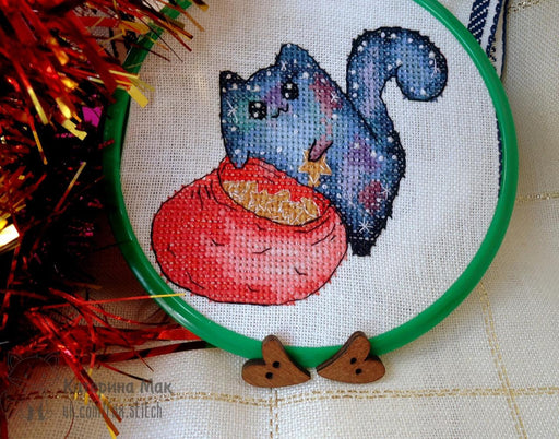 Cosmo cat with cookies - PDF Cross Stitch Pattern - Wizardi