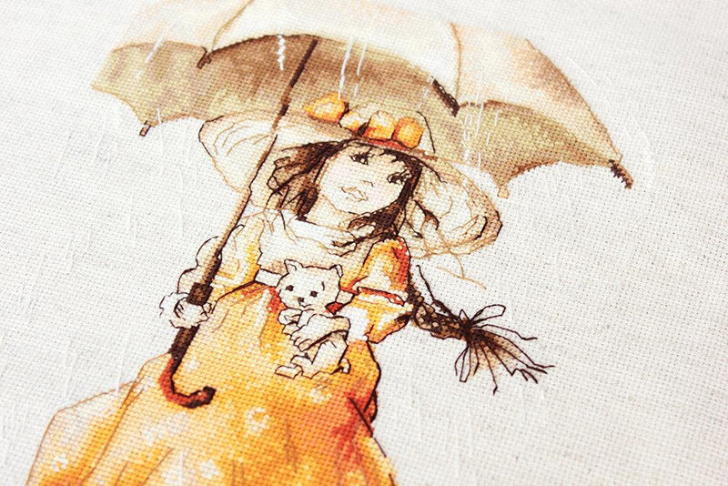 Girl with Umbrella B1065L Counted Cross-Stitch Kit