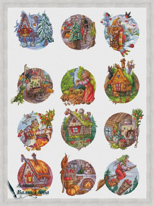 Baba Yaga's weekdays - PDF Cross Stitch Pattern