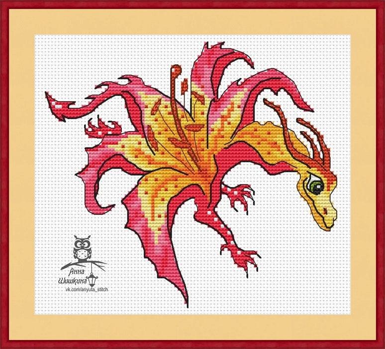 Dragonflower lily - PDF Cross Stitch Pattern