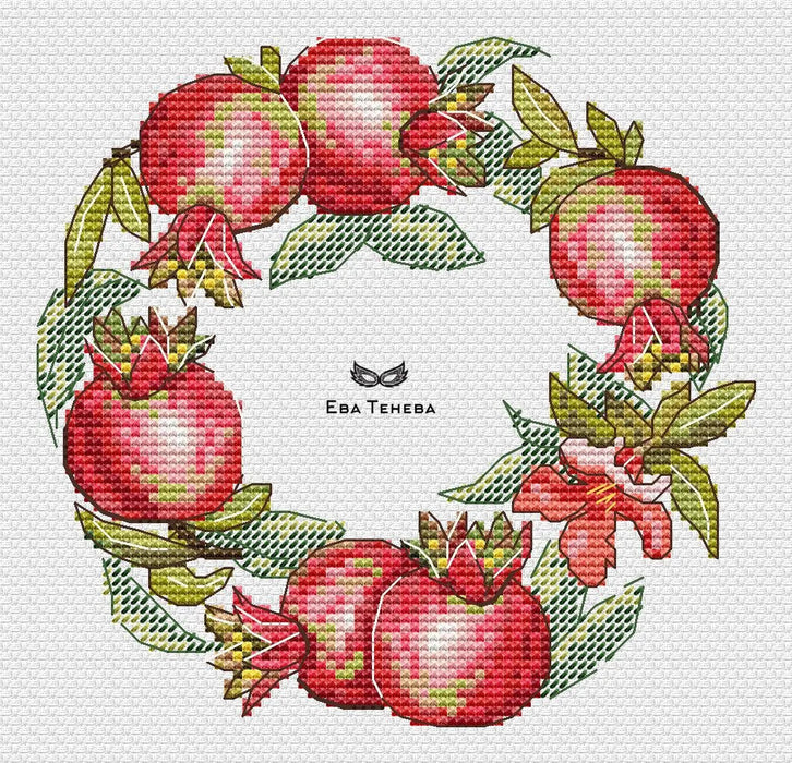 Garnet Wreath - PDF Cross Stitch Pattern