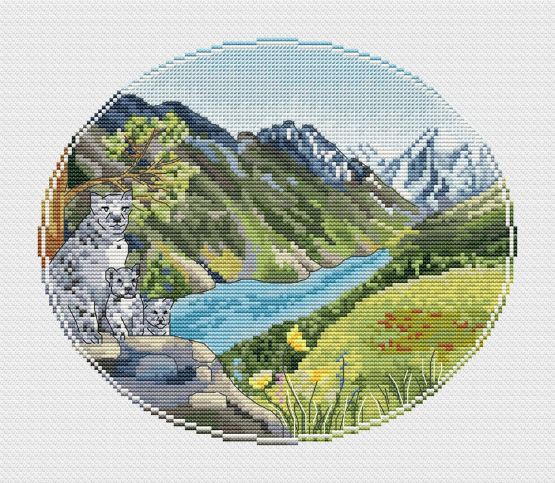 Marvelous mountains Snow leopard - PDF Cross Stitch Pattern