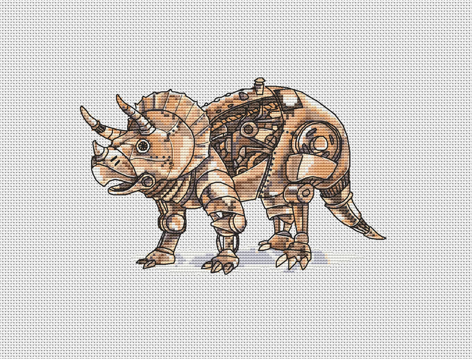 Steampunk Triceratops - PDF Cross Stitch Pattern